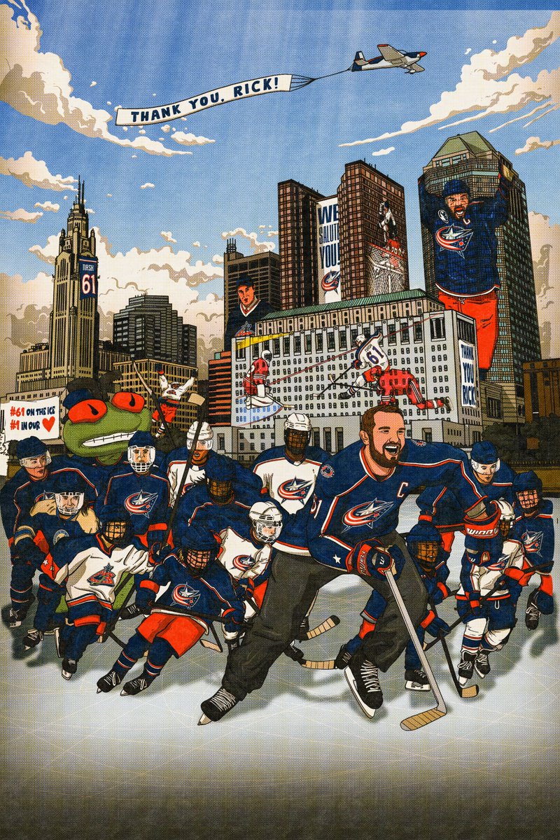 BlueJacketsNHL's tweet photo. We salute you, 61. 

🎨 @anthonyzych https://t.co/Rg1lopv94Y