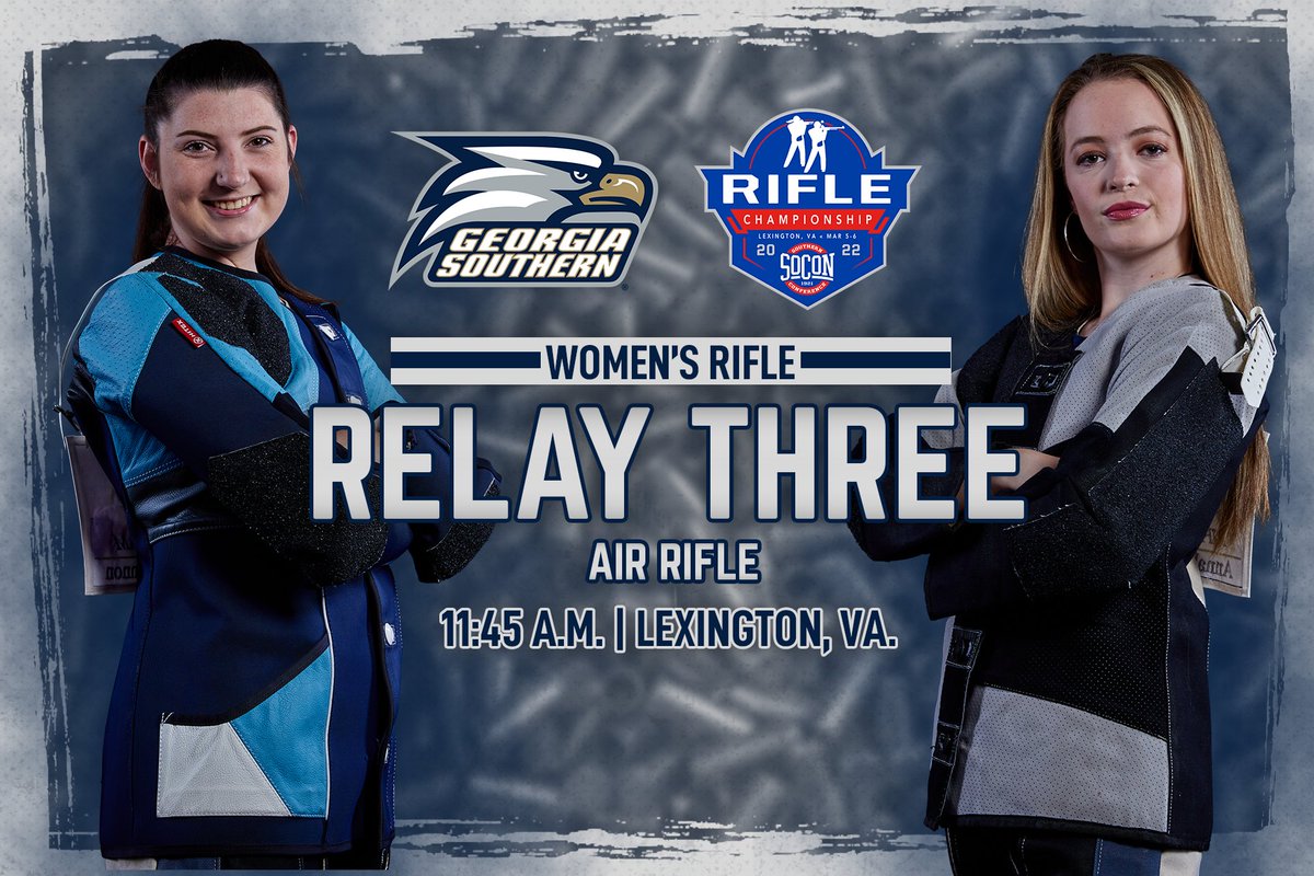 GSAthletics_RF's tweet photo. 𝙎𝙤𝘾𝙤𝙣 𝘾𝙝𝙖𝙢𝙥𝙞𝙤𝙣𝙨𝙝𝙞𝙥
Relay three for air rifle: Anna Mayo and Kinsley Hannon!
⏰ - 11:45 a.m.
📍- Lexington, Va.
📊 - https://t.co/tBqnPYDoM0
#HailSouthern | #SoConRIFLE https://t.co/gyOlpZspZL