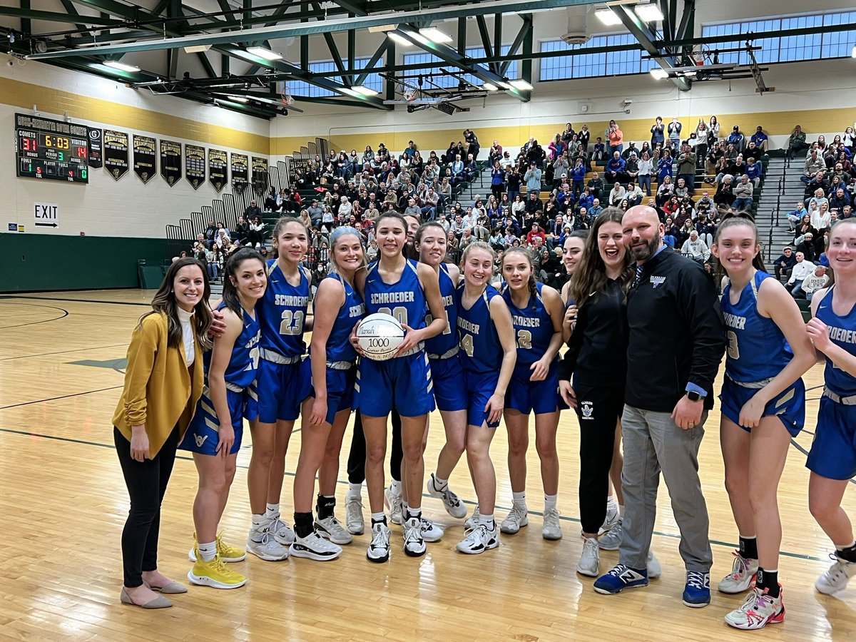 Special Congratulations to our own Mariah W. - she scored her 1000th Career Point during our contest tonight. Amazing. Way to go, Mo! <a href="/Schroedergbball/">Webster Schroeder Girls Basketball</a> #1000points
