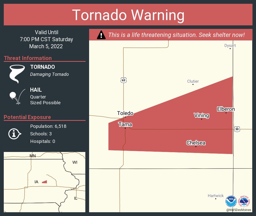 NWS Tornado on Twitter "Tornado Warning continues for Tama IA, Toledo