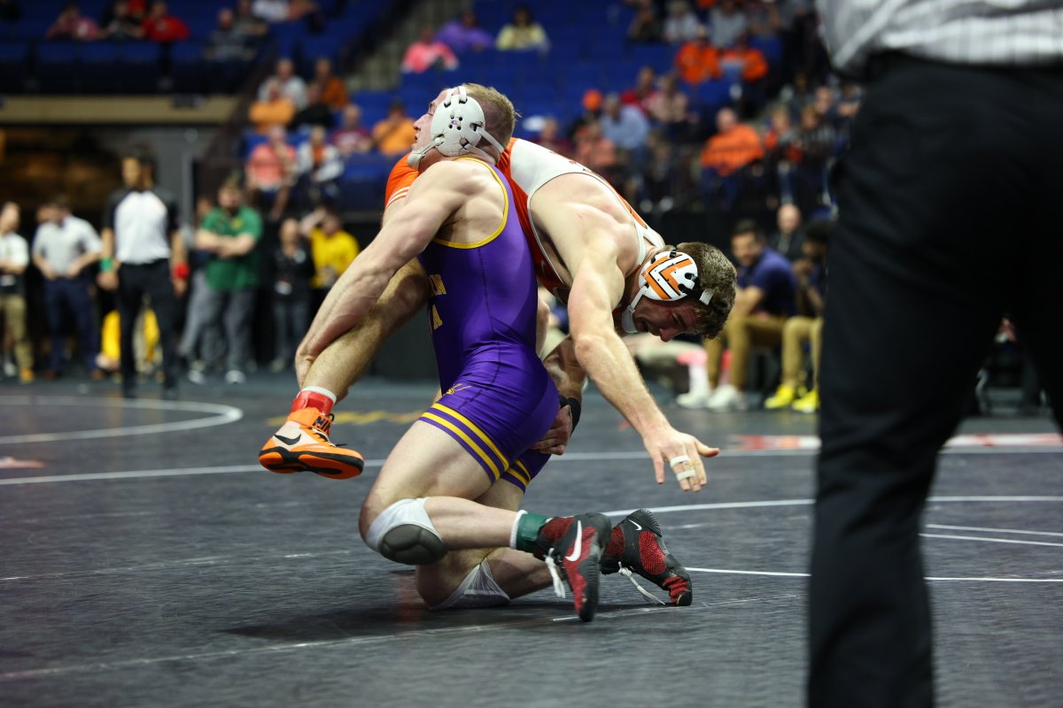UNI_wrestling's tweet photo. BACK TO THE FINALS! 

Reigning Big 12 champ #4 Parker Keckeisen showing why he is the top seed at the #Big12WR. His THIRD major decision of the day this time 19-7 over #10 Dakota Geer (Oklahoma State). 

#PantherTrain https://t.co/b3yWXHsDny