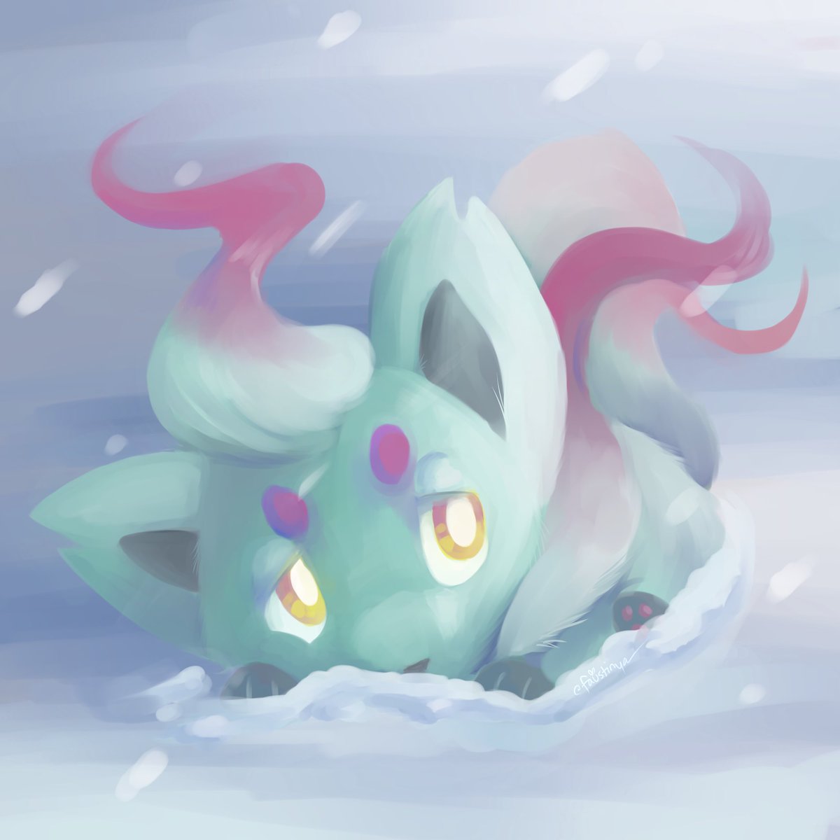 faustinya's tweet image. Little painting practice with Hisuian Zorua โ๏ธ