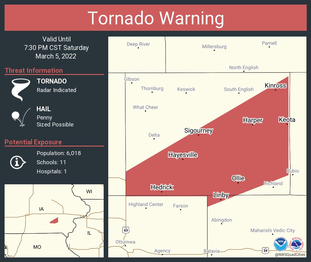 NWS Tornado on Twitter "Tornado Warning including Sigourney IA, Keota