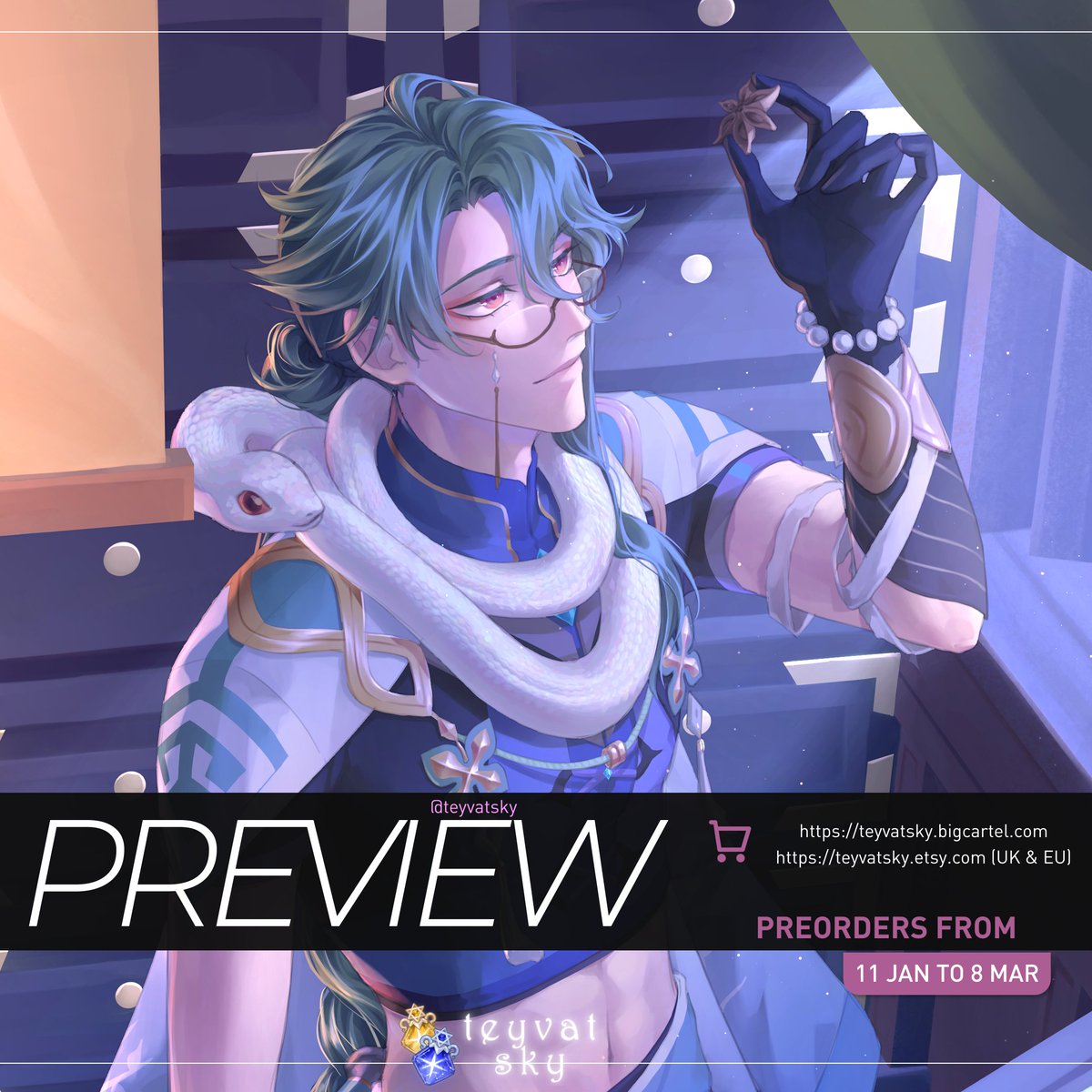 tsumishii's tweet image. My previews for @TeyvatSky!! I got to draw the two geniuses 😌💖
Preorders close on March 8! ✨ #原神 #GenshinImapct