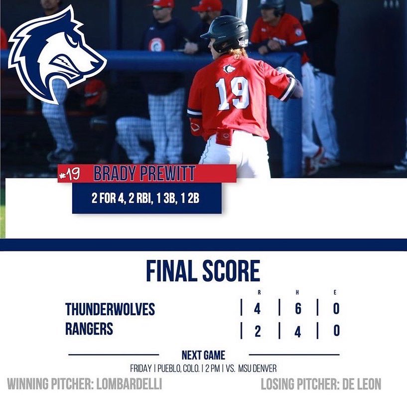CSUPBaseball's tweet photo. ‼️PACK WIN THE SERIES‼️

Pack take both games today to take 3 out of 4. We return to action Friday at 2pm against MSU Denver

#developingchampions https://t.co/UxFj8Bn2En