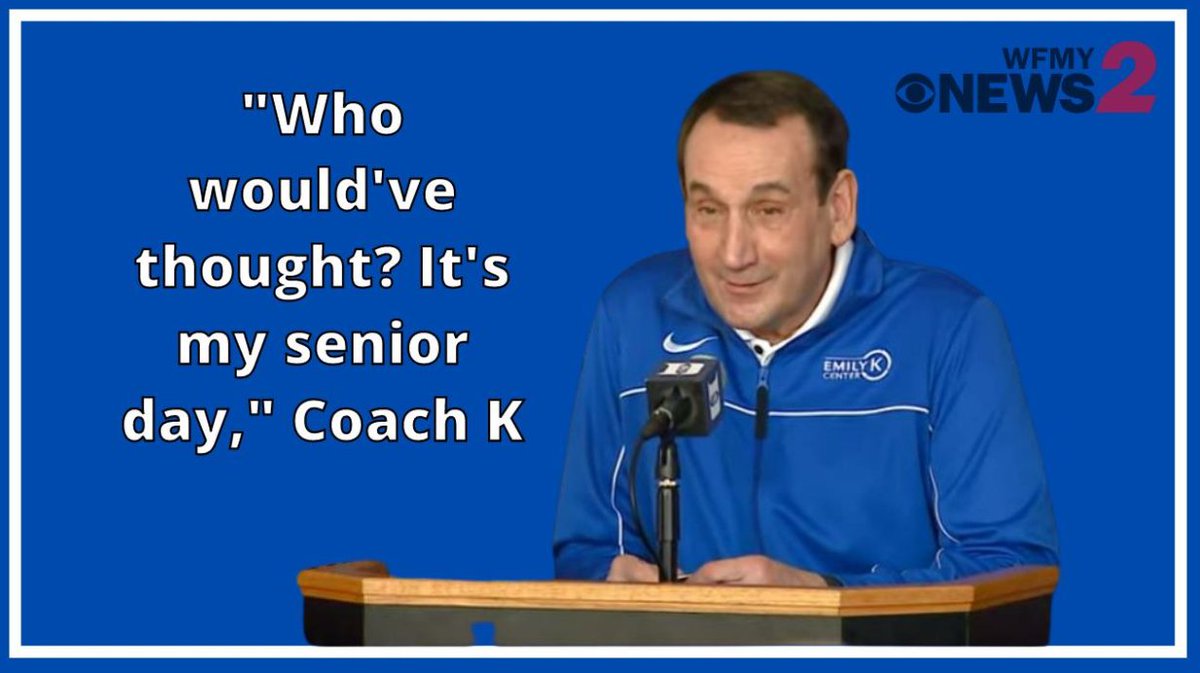 WFMY's tweet photo. 💙 Coach K is retiring after a phenomenal career. The university named associate head coach Jon Scheyer as Krzyzewski’s successor for the 2022-23 season. #dukevsunc #dukebasketball #duke #dukeathletics #coachk https://t.co/o9Xfq2TSTe