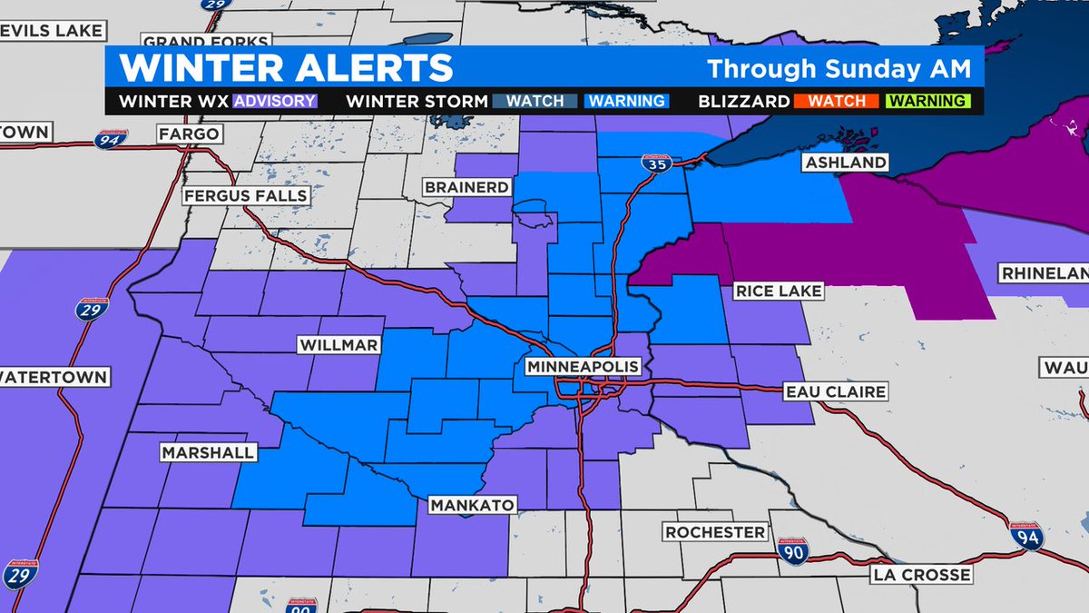 MN Weather: NWS Issues Winter Storm Warning For Parts Of MN Through 4 A.M. Sunday https://t.co/QFhtjUj734 https://t.co/pqEOZFuVfR