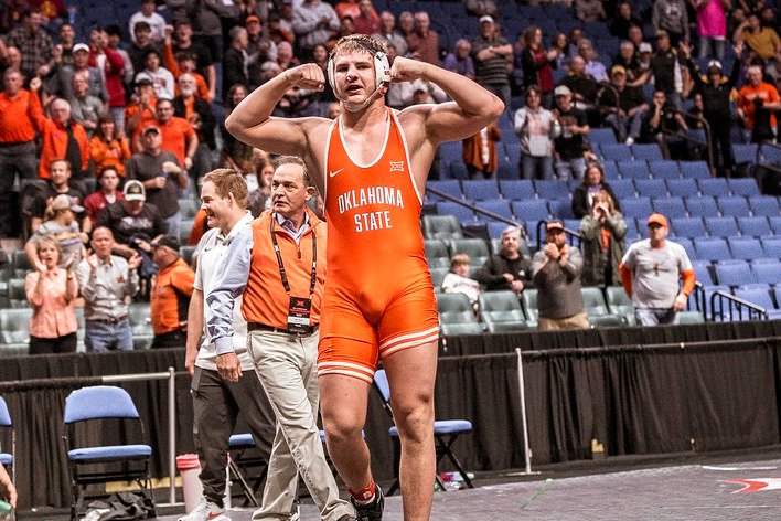 CowboyWrestling's tweet photo. HWT | Surber wins it 3-2 to become the fourth Cowboy finalist!

#DynastyDefined | #GoPokes https://t.co/VKJOnLiVDU