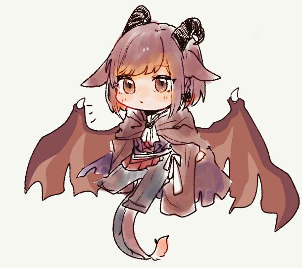 tail horns dragon wings solo 1girl wings chibi  illustration images