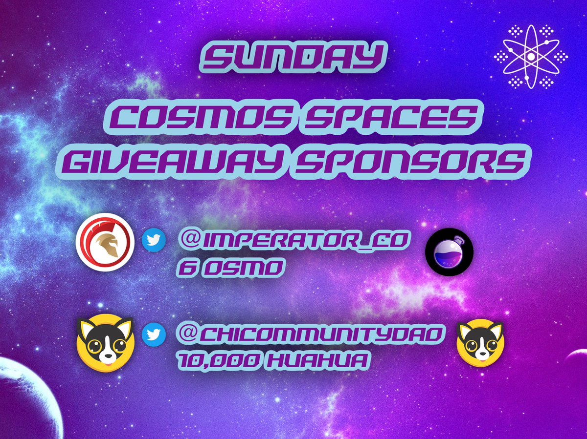 Cosmos_Spaces's tweet photo. ⚛️ #IBCGANG 

Sundays are a packed with #ALPHA 
Grab a notebook 📝 
🐰Hoss likes to drop gems 💎 

⚛️ Host🎙@CosmosHOSS 
- SUN 12pm EST 

💜 Special thanks to @imperator_co and @ChiCommunityDAO for sponsoring Sundays #CosmosSpaces ⚛️

Set your reminders👇🏼
https://t.co/7nrorFqhN0 https://t.co/PSN0ZJvwjI