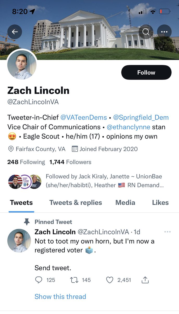 McleanTrailer's tweet photo. @ZachLincolnVA @VATeenDems Right and ur an adult so you can’t cry that you’re a child if people criticize you. Or else you’re a 17 year old registered voter. Maybe pick one, id go with the non felony of you’re a child lying about being registered to vote so you’re immune on twitter also here’s a bottle 👶🏻 https://t.co/rlc7ypwyBK