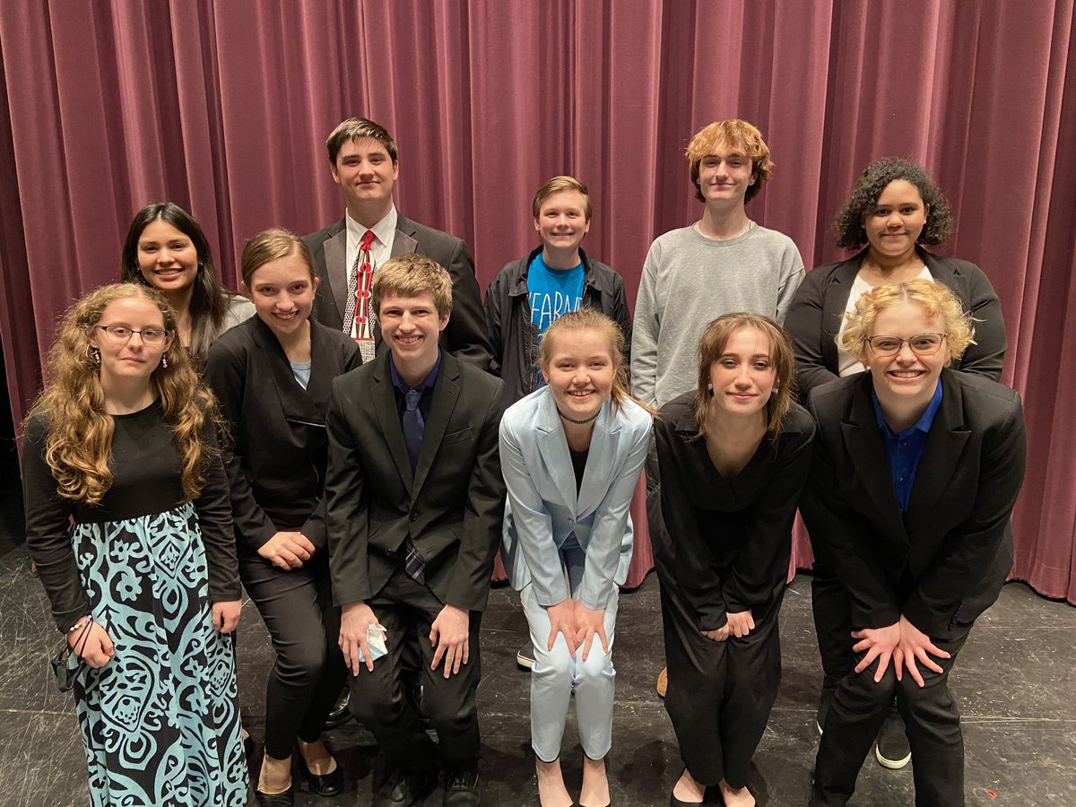 KHSTheatrics's tweet photo. It was a wonderful day at our District tournament hosted by Millard West! The following students placed in finals:
Mackenzie- 3rd Info (State qualifier)
Auggie- 2nd POI (State qualifier)
Emma- 5th POI
Lena- 5th Poe
Eamon, Aiyanna, Lena, Yanilet- 7th OID
Auggie and Kaleb- 6th DUO https://t.co/eignWSoDe5