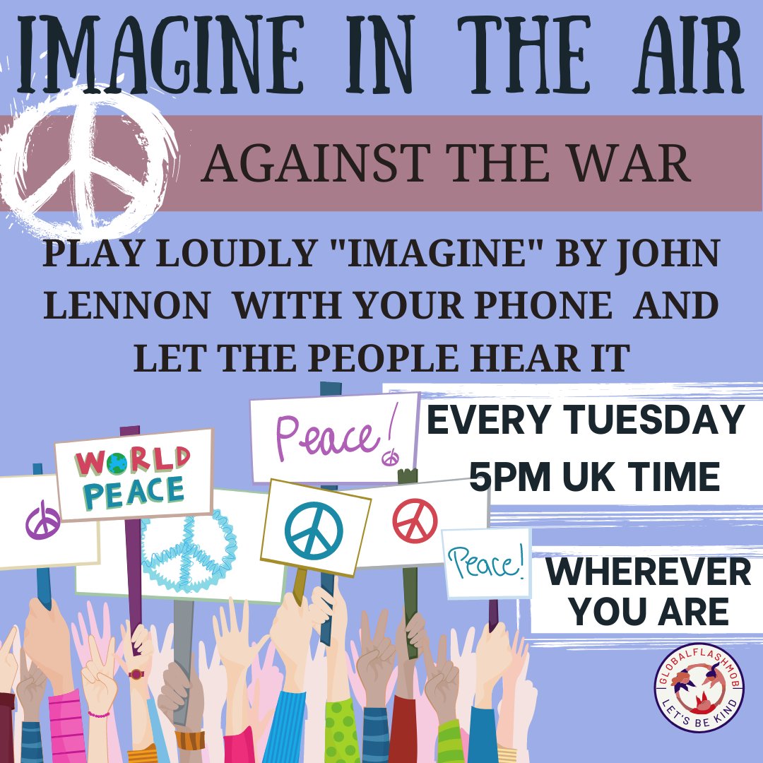 GlobalFlashmob's tweet photo. Tuesday. 5pm UK time. We want peace. NOW. #StopTheWar 
-
#StopWar #StopWarInUkraine #UkraineRussianWar #Peace #PeaceInUkraine #peaceintheworld https://t.co/nub7jHbP42