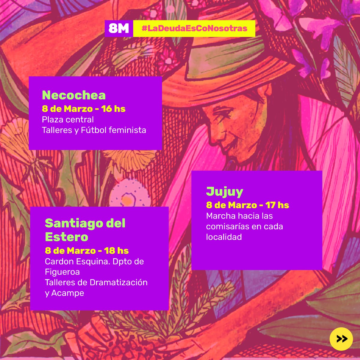 uttnacional's tweet photo. Sgo del Estero, Mendoza, Corrientes, Formosa, Salta, Río Negro, Chubut, Tucumán, Misiones y  Bs As, realizarán #Feriazos, marchas y asambleas en reclamo por el acceso a la tierra, para poder decidir cómo y qué producir sin depender de la consigna patriarcal. #LaDeudaEsConNosotras https://t.co/MKBFu4JYdE