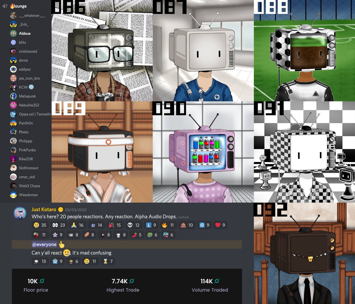 _smkotaro's tweet photo. This week in a nutshell. 

Most active ICON NFT Discord Community. 
Hit 2 ATHs. 
Passed 100K traded. 
Dropped 7 Tamashi, (6 New Holders)
Gave out 18 stars. 
Discovered a new level of trolling. 
Became Chaos. 

What's to come? 

FOMO Boom
P-Rep Alpha
T100 Auction
&amp; More https://t.co/SXgvDIUVVJ