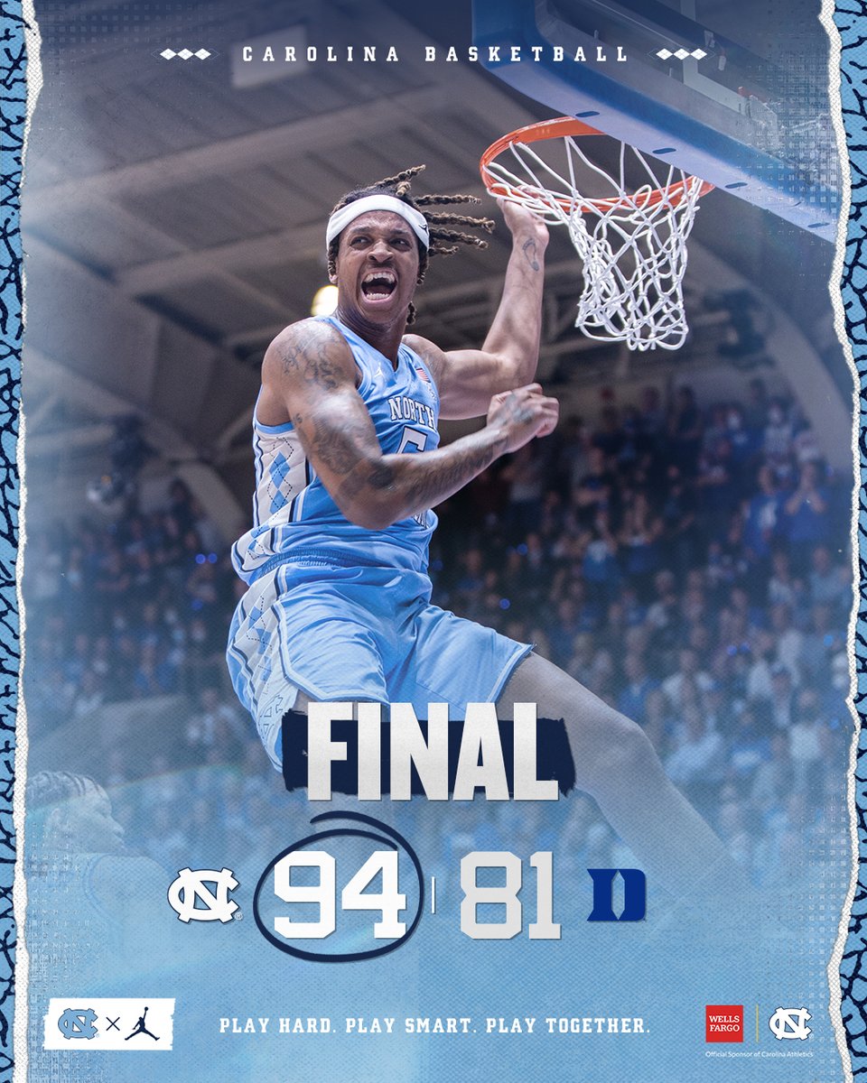 UNC_Basketball's tweet image. 𝐇𝐄𝐄𝐋𝐒 𝐖𝐈𝐍 ✌️

#CarolinaFamily | @WellsFargo