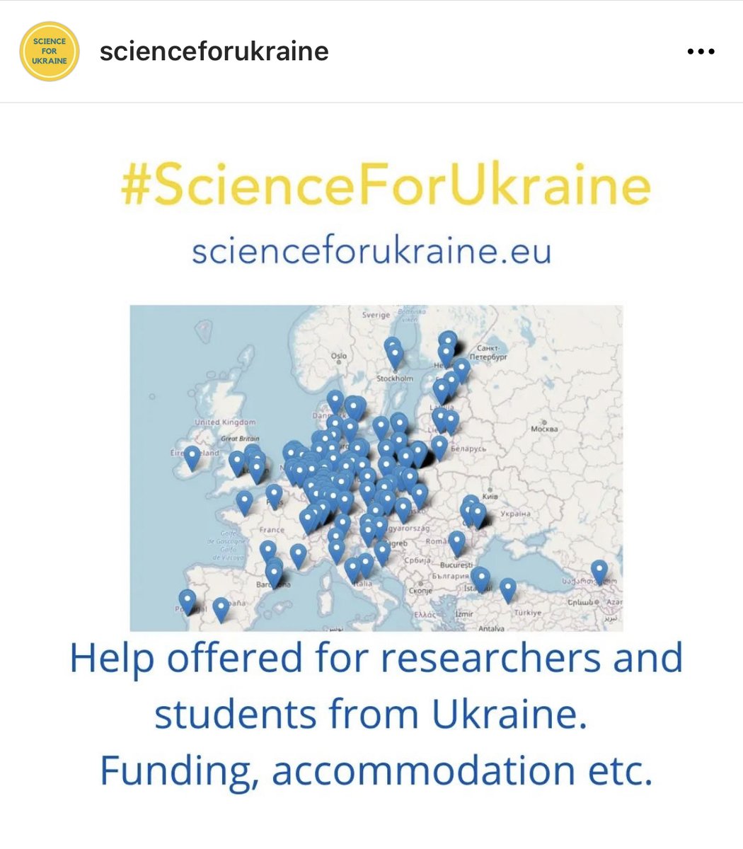 #ScienceForUkraine is a community for students and researchers from Ukraine 🇺🇦, where their needs can be found, including accommodation and funding.

We're on Instagram now 📱. Go follow us, retweet and share the link 
instagram.com/scienceforukra…