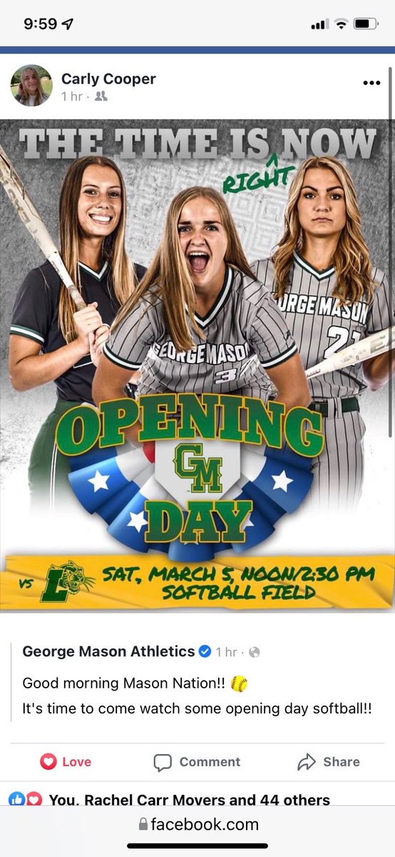 Proud of this former Lady Vikings softball player now playing at George Mason University