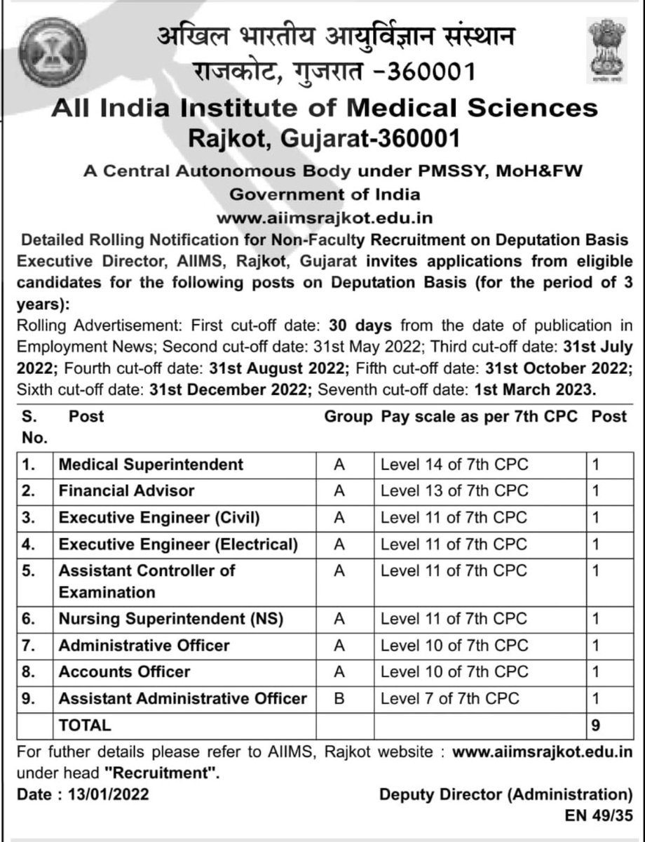 indian2320's tweet photo. Non faculty Recruitment at Rajkot AIIMS, please forward to everyone...
#rajkot #aiims #all #india #insitute #medical #Recruitment #gujarat https://t.co/SHjCepboHd