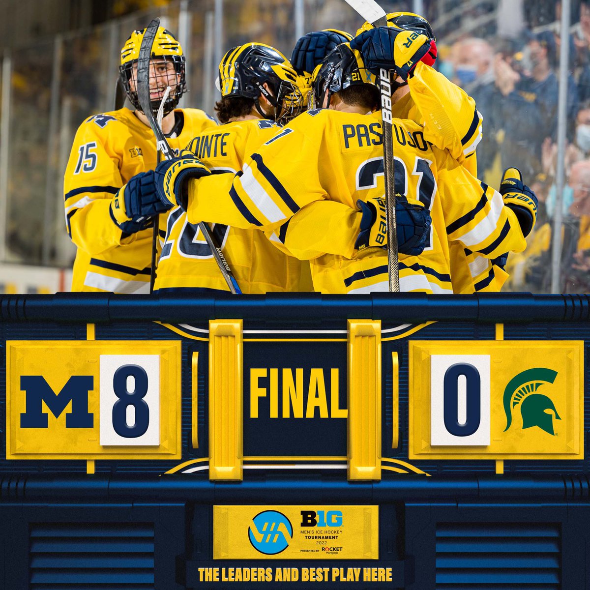 umichhockey's tweet photo. Michigan with a snowman on Sparty and finishes season 6-0 against MSU this season 

#GoBlue〽️ https://t.co/gOHFxZwdTF