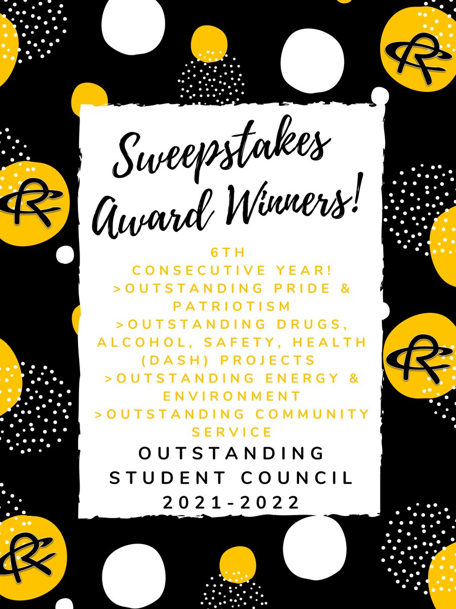 THRILLED that for the 6th consecutive year, we have been named by <a href="/TASC_StuCo/">TASC</a> as a Sweepstakes Award Winning Council! We won every category award &amp; OUTSTANDING STUDENT COUNCIL! Congrats to @WyattVoth1 for earning a <a href="/district3tasc/">TASC District III</a> Senior Scholarship! <a href="/RoyseCityHS/">Royse City HS</a> <a href="/RoyseCityISD/">Royse City ISD</a> 🎉