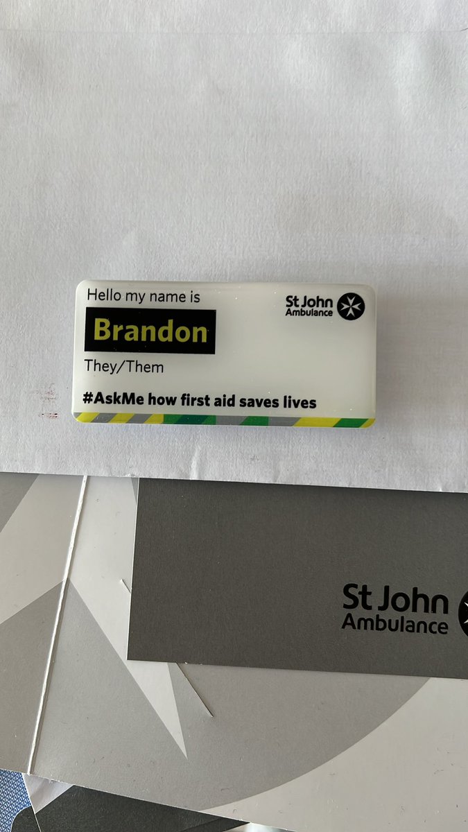 My badge has arrived. Looking forward to wearing this out on duty #AskMe #FirstAid #stjohnpeople #Ambulance