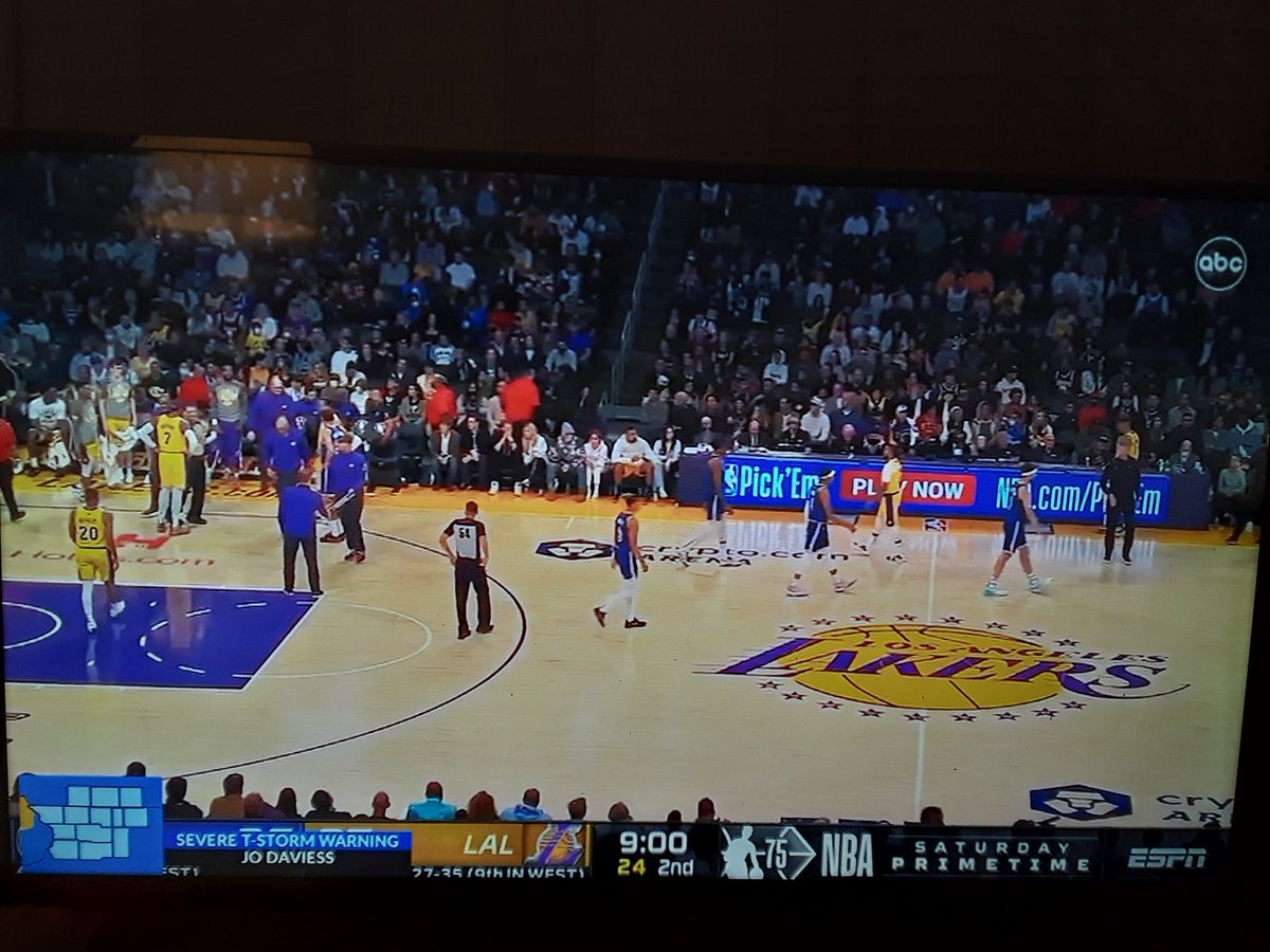 BenSSFL's tweet image. I hate watching the @nba @espn on @ABC there's always a local weather update covering the score. @MyStateline sucks! #badGraphics @wojespn @warriors @JalenRose @stephenasmith