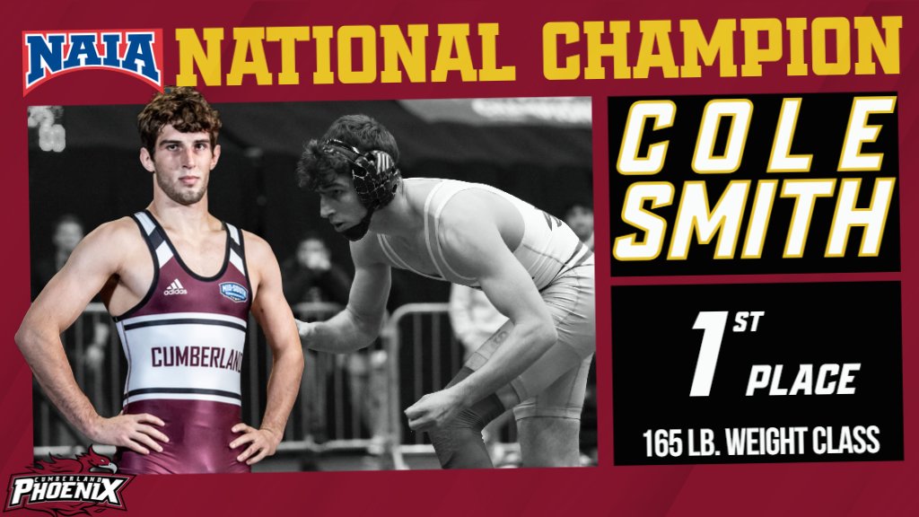 GoCUPhoenix's tweet photo. 🏆NATIONAL CHAMPION🏆

Cole Smith is your undefeated NAIA National Champion at 165 pounds!

#WeArePhoenix🔥 | @WrestlingCU https://t.co/GMMySIvuZx