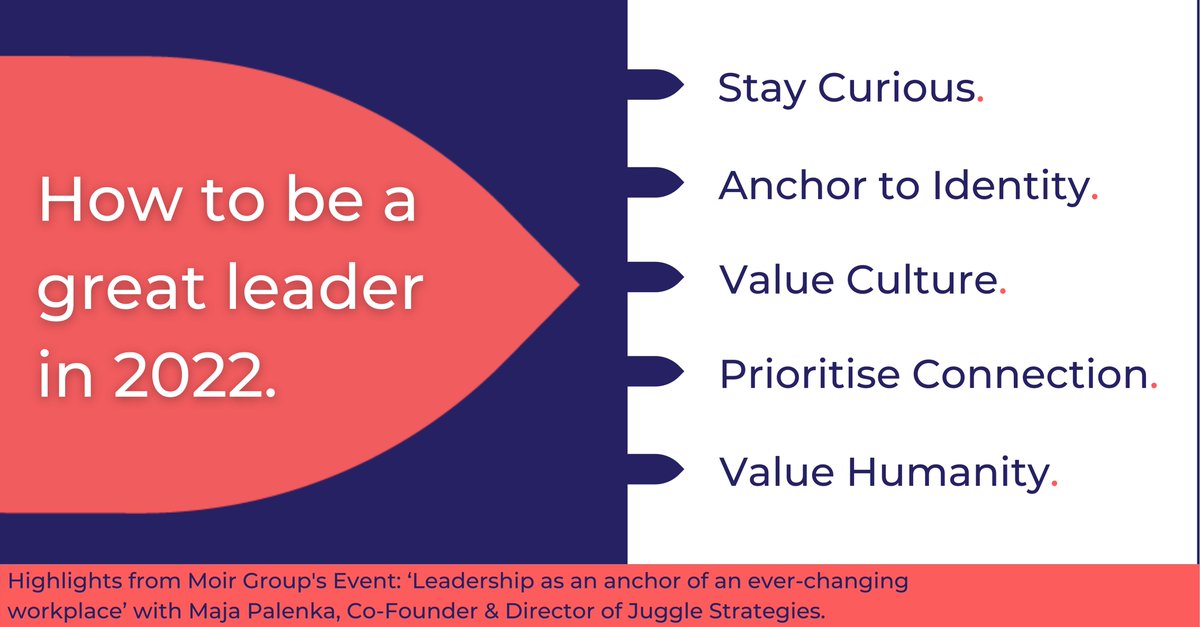 Last week, we attended Moir Group's event ‘Leadership as an anchor of an ever-changing workplace’ with Maja Palenka, Co-Founder &amp; Director of Juggle Strategies. Here are our highlights...