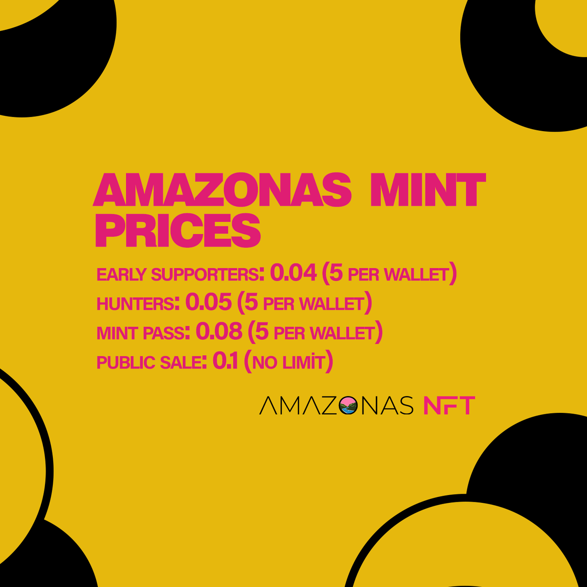 AmazonasNFT's tweet photo. Our collection wants to be inclusive with everyone👇👇
❤️This is why we designed a price scale where we make it possible for more people to get an Amazona NFT❤️
#NFTs #AmazonasNFT #Art https://t.co/VLzri98a2w