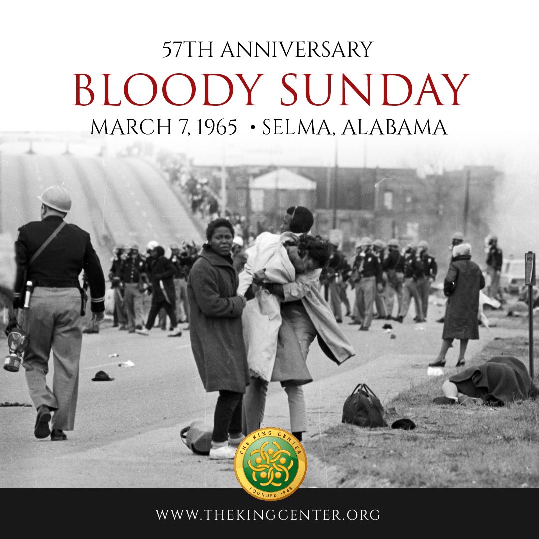TheKingCenter's tweet photo. A special video from #TheKingCenter commemorating the 57th anniversary of #BloodySunday [March 7, 1965, #Selma]: https://t.co/EmYQWG2cND 

We encourage you to share this video with at least 57 people. 

#AmeliaBoyntonRobinson #JohnLewis #HoseaWilliams #MLK https://t.co/caO9Djm5RW