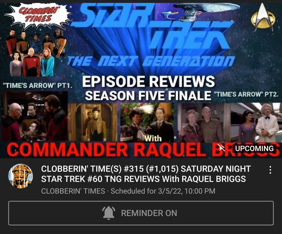 GNinjuh's tweet photo. ๐CLOBBERIN TIME(S)๐ #315 (#1,015)
SATURDAY NIGHT STAR TREK #058
TNG REVIEWS With RAQUEL BRIGGS
@BenJGrimm64
@RaquelMBriggs
STOP IN FOR SOME REAL TREK! ๐๐พ๐
#RealTrek
#TrueTrek
#StarTrek
#ClobberinTimes
https://t.co/5zpU2LcSex
CHECK OUT RM BRIGGS โฌ๏ธโฌ๏ธโฌ๏ธ
https://t.co/G85BaQlM68 https://t.co/Lag410b1eT