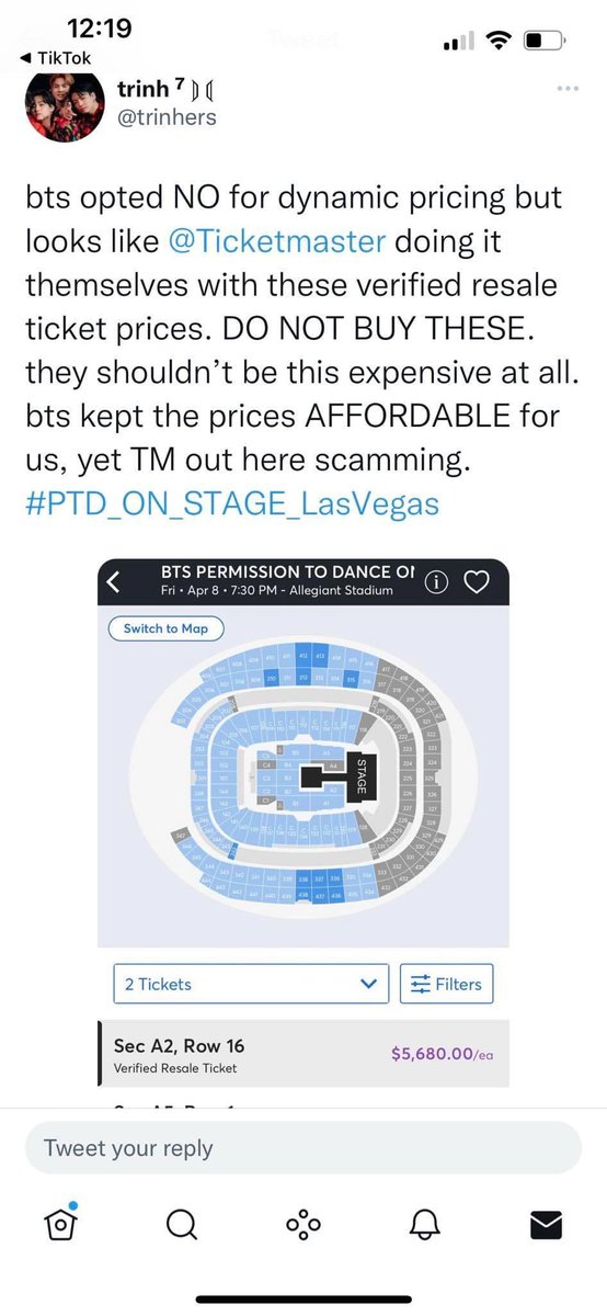 kookies_milkie's tweet photo. This is so bothersome 😾 Ticketmaster held back tickets to be able to get money for themselves! We should email HYBE and let them know about this situation, BTS have us affordable prices and TM shouldn’t change that! 😾
#stopticketmaster https://t.co/DTwCktcqQt