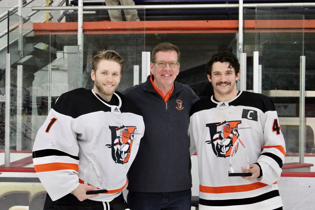 It was an honor to share our final ⁦<a href="/UJMensHockey/">Jimmie Men's Hockey</a>⁩ home game for the season with our two super seniors ⁦<a href="/TysonBrouwer/">Tyson J. Brouwer</a>⁩ and Jason Richter who have been part of the program for all six seasons of our existence #JimmiePride Embrace the Orange