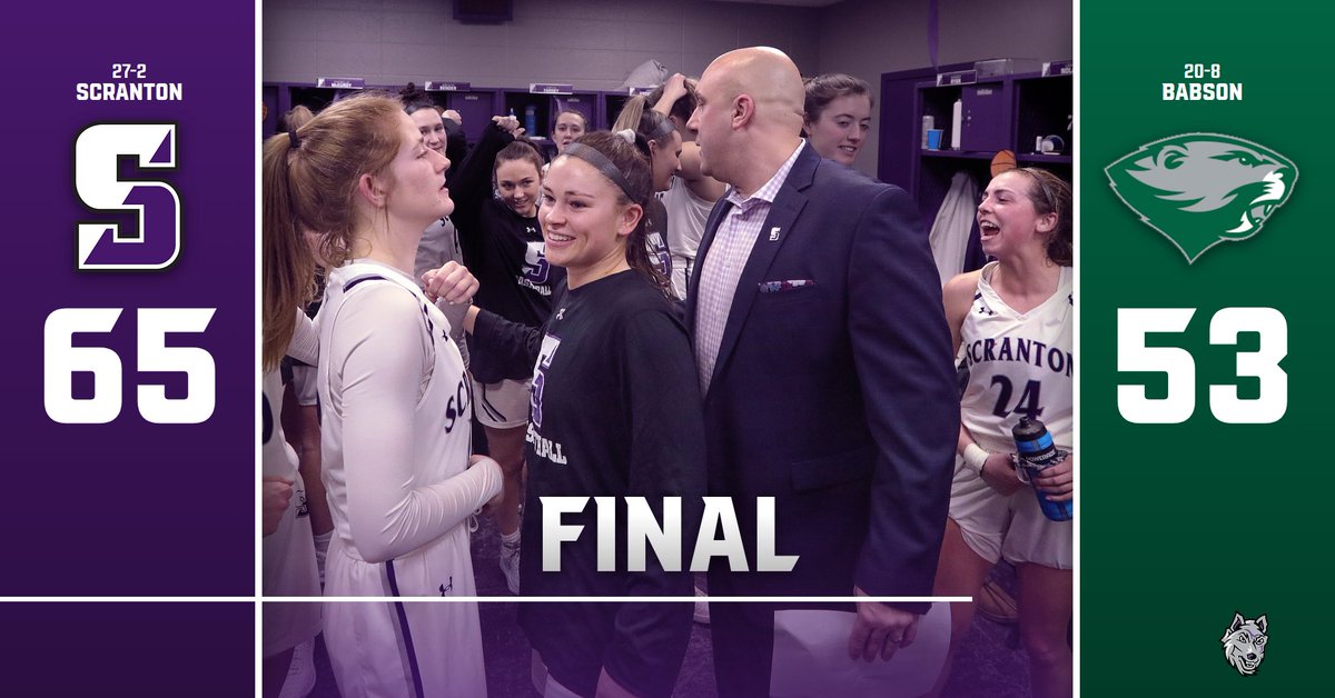 RoyalAthletics's tweet photo. WBB: SWEET 16 HERE WE COME! @ScrantonWBB is headed to the second weekend for the sixth time in eight seasons after tonight's win over Babson in which they led for the final 38 plus minutes! #GoLadyRoyals

For more, head here: https://t.co/cKYlz4evuo https://t.co/s8X3DLLinc