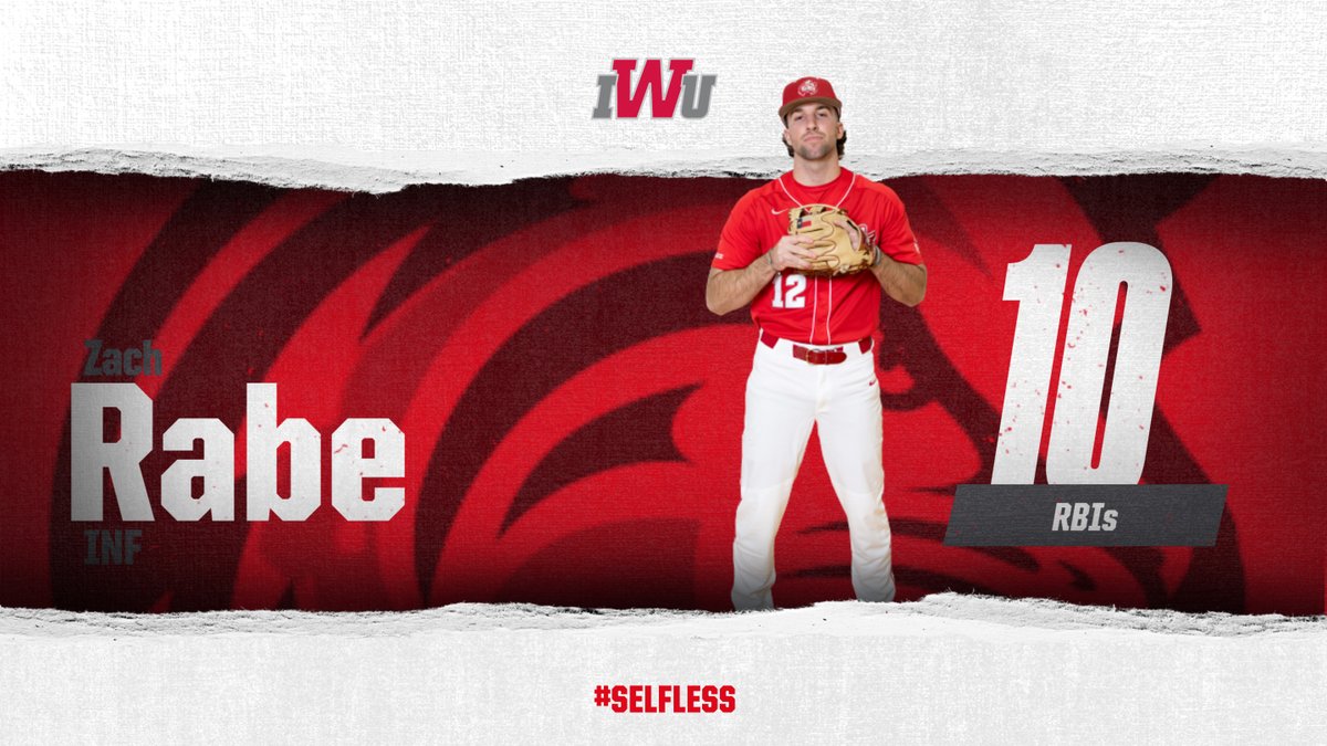 Series win to open conference play.  45 runs scored in the Saturday DH lead by Zach Rabe’s 10 RBI performance. #IWU #SELFLESS
