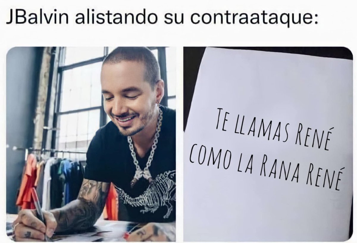 Josue46853322's tweet photo. Tremenda lirica jajaja 
@residente @jbalvi #residente #jbalvi #tiradera #rap #reggaeton #memes https://t.co/LZXU79n0pI