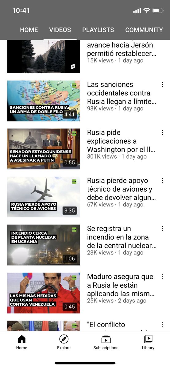 La censura en Europa está creando un efecto Streisand importante. Hay videos de RT en Español colgados sólo hace un día en YouTube con más de 300.000 visitas. Hay que tener en cuenta que ya éramos el canal de información más visto en Latinoamérica. Impresionante. ❤️