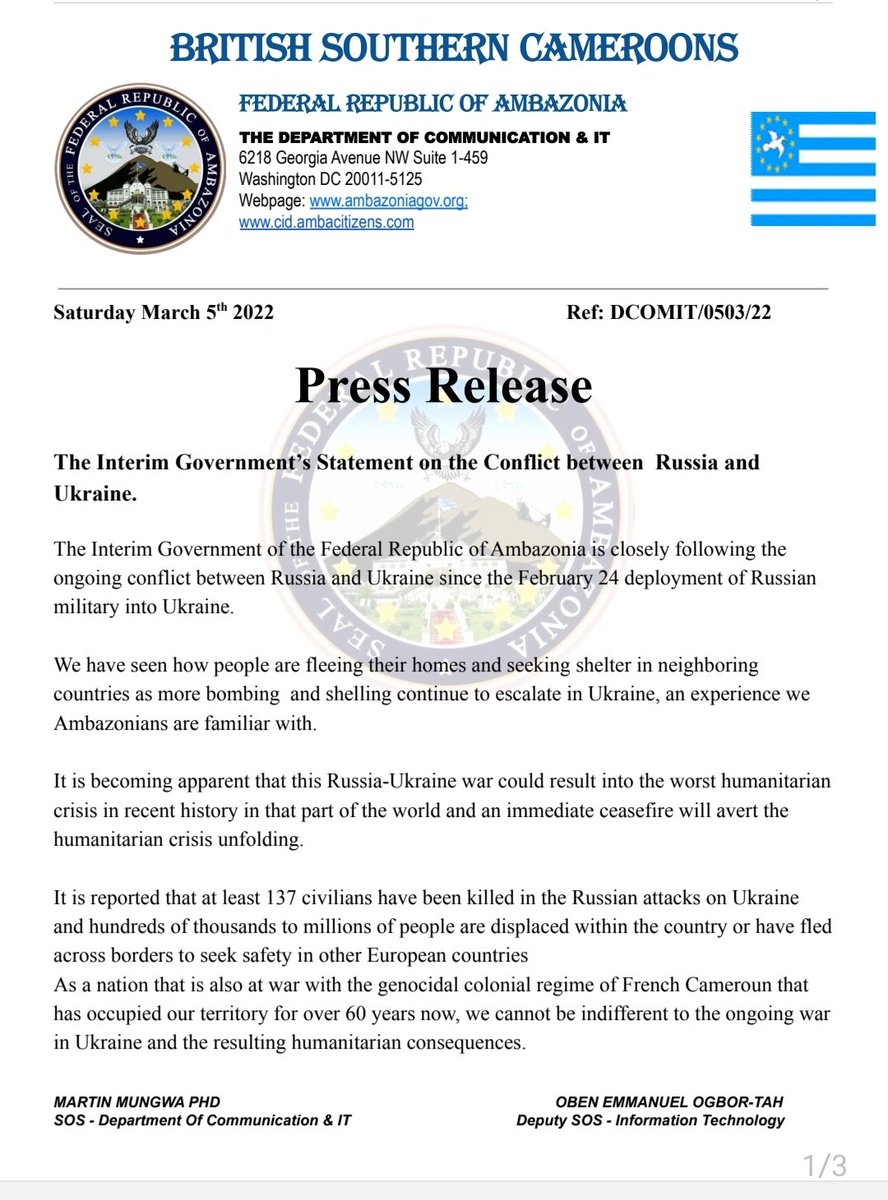SecCommfra's tweet photo. Statement from the Interim Government of the FRA on the Russian attack on Ukraine 🇺🇦 @POTUS @AUC_MoussaFaki @BBCWorld @BBCNews @RussiaUN @DailyMailUK @UKParliament @antonioguterres @EmilyThornberry @georgegalloway @KamalaHarris @TheSun @itvnews @Channel4News @Sebastien_Nadot https://t.co/mLRHqqKyjV