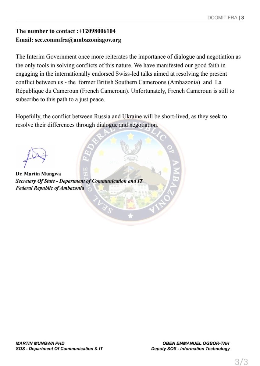 SecCommfra's tweet photo. Statement from the Interim Government of the FRA on the Russian attack on Ukraine 🇺🇦 @POTUS @AUC_MoussaFaki @BBCWorld @BBCNews @RussiaUN @DailyMailUK @UKParliament @antonioguterres @EmilyThornberry @georgegalloway @KamalaHarris @TheSun @itvnews @Channel4News @Sebastien_Nadot https://t.co/mLRHqqKyjV