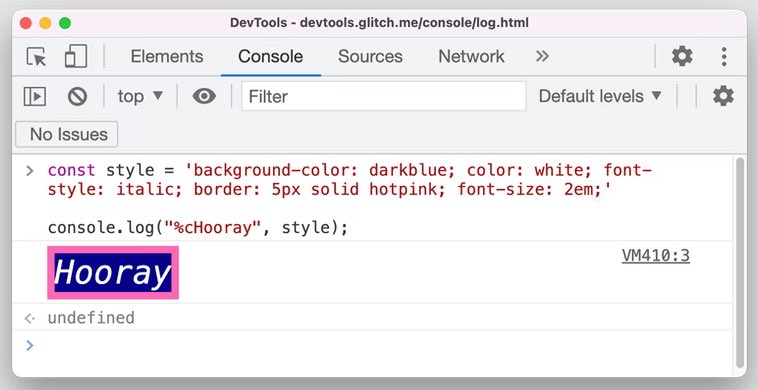 FrontendHacks's tweet image. Style console messages #javascript #chrome #logs