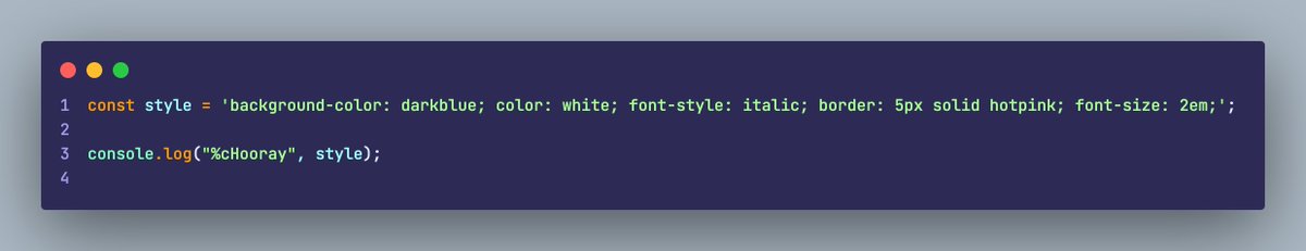 FrontendHacks's tweet image. Style console messages #javascript #chrome #logs