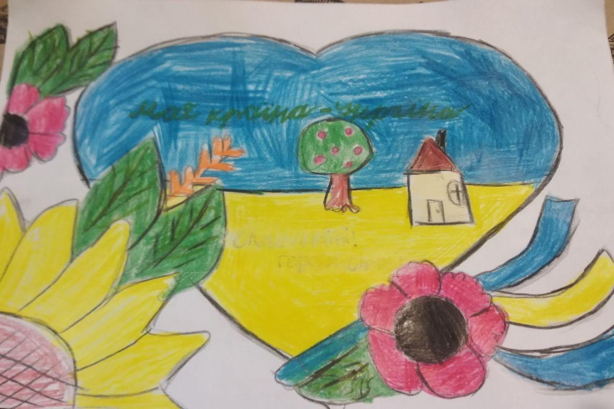 UNICEF's tweet image. Children's drawings as they shelter from conflict in #Ukraine.

Violence is having a devastating impact on the lives and wellbeing of the country's 7.5 million children. They need peace now.