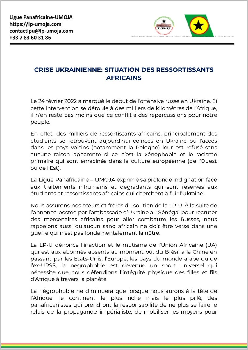 Ligue Panafricaine-Umoja tweet media