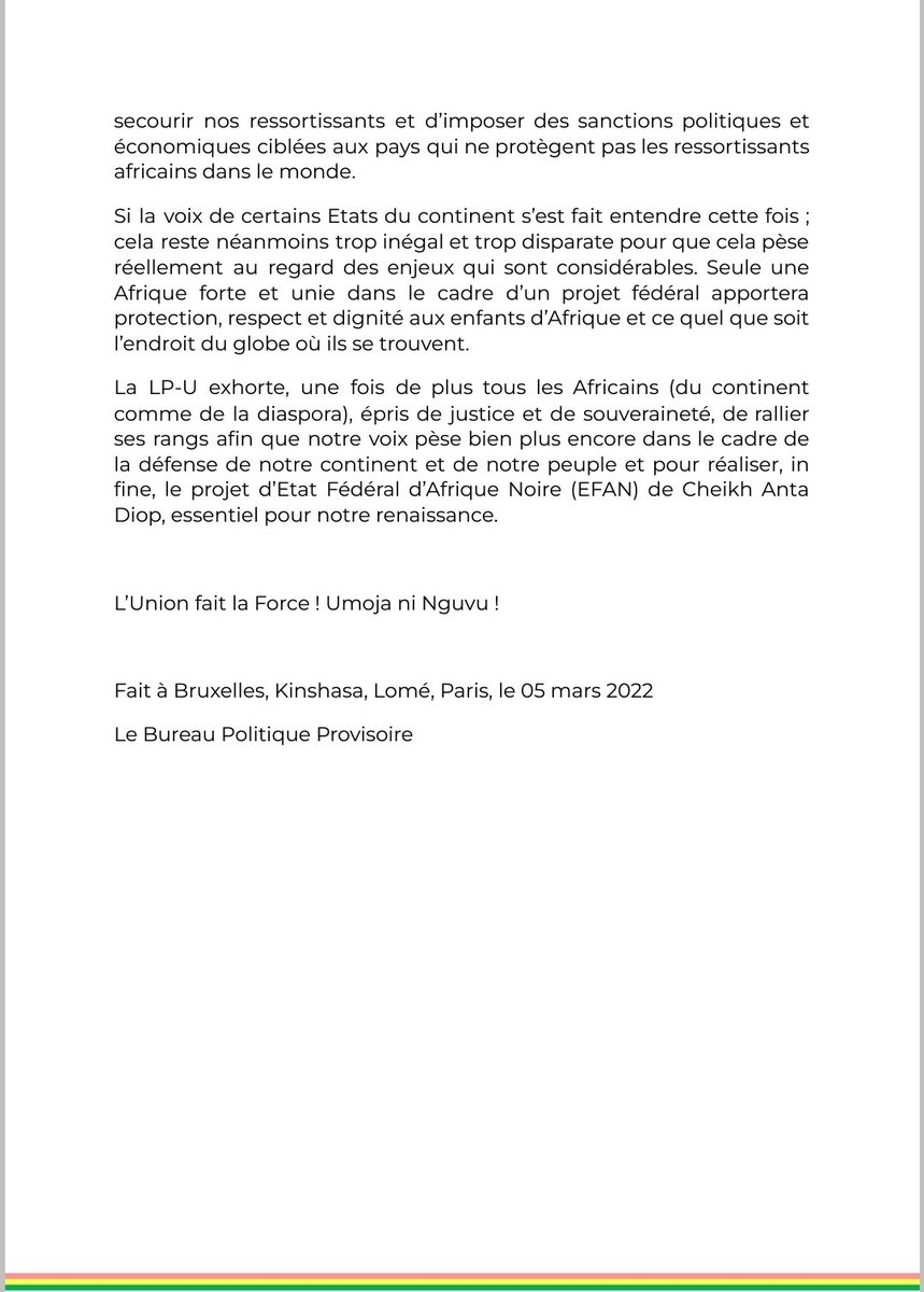 Ligue Panafricaine-Umoja tweet media