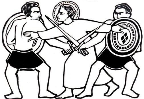 alastairmci's tweet photo. Today, think of #SaintTelemachus, the peacemaker. Versions vary, but Telemachus interposed his body between 2 gladiators, shouting: “In the name of God, stop!” The angry crowd stoned him to death. But later, the Roman emperor banned such cruel sport 🇷🇺☦️🇺🇦 https://t.co/GEAITfqlKw https://t.co/d2JGJBcdNQ