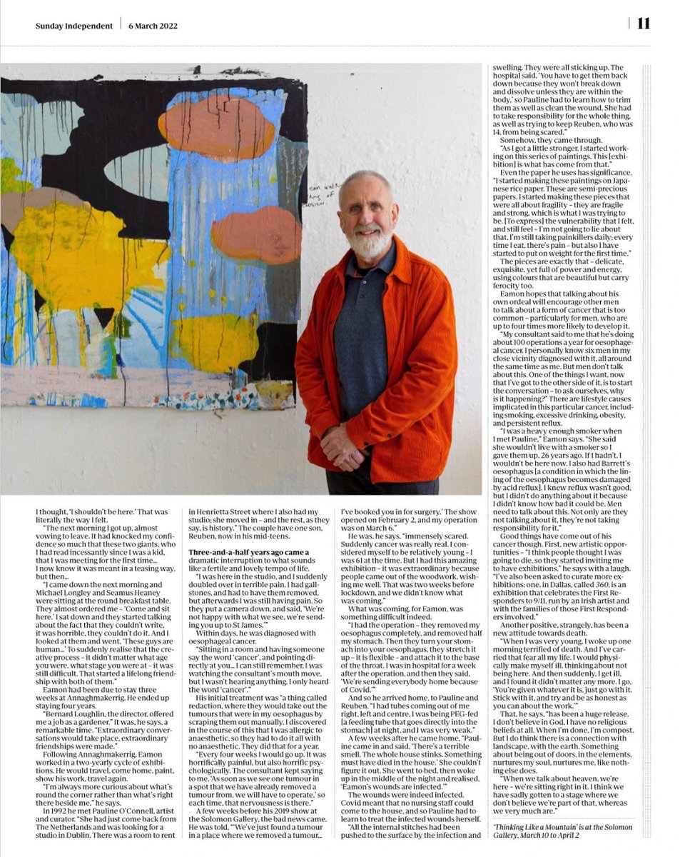 SolomonFineArt's tweet photo. Pick up a copy of today’s Sunday Independent for @EmilyH71’s insightful interview with artist @eamoncolman

Eamon’s latest solo show opens here at the gallery on Thursday. You can preview all of the paintings in our online viewing room: https://t.co/XLGRS39cdc
#eamoncolman https://t.co/gG8Lr1Ek5G