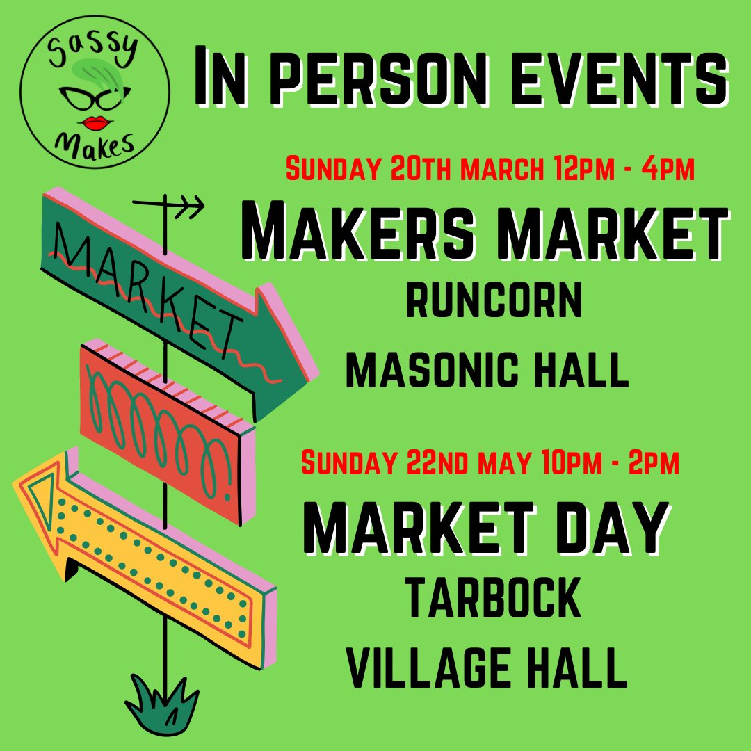 SassyMakes's tweet photo. In Person Events booked in, know of/Holding a local Market/Craft Fair please drop the details here or drop me a DM, would love to get more booked in ❤️
#sassymakes #makersmarket #craftmarket #craftfair #SmallBusiness #shopsmall #shopsmallbusiness https://t.co/s5vTCyHned