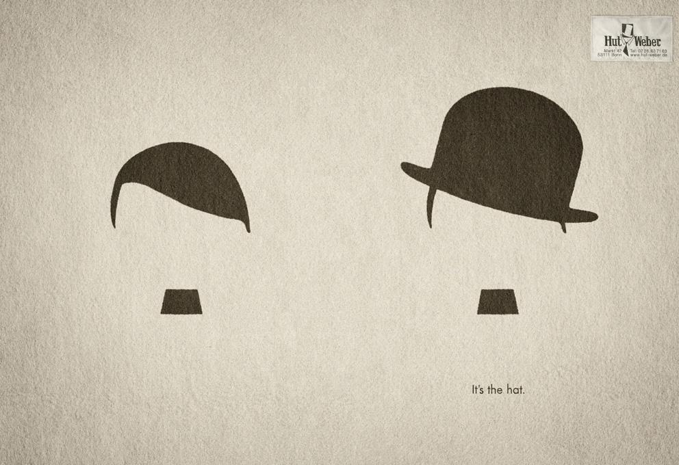 IvyDesignBlog's tweet image. &quot;“It’s the Hat” clever ad for Hut Weber, a German hat company. One of my all time favorite clever but incredibly simple advertising designs&quot;

follow &amp;amp; retweet for more posts :)  #art #design