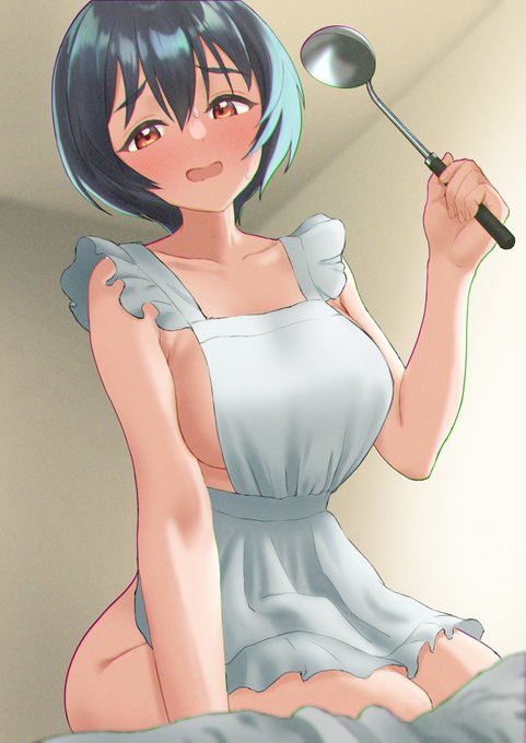 裸エプロン恥ずかし顔差分 